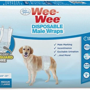 Four Paws WeeWee Disposable Male Dog Wraps Medium/Large 12 ct
