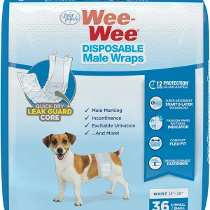 Four Paws WeeWee Disposable Male Dog Wraps X-Small/Small 36 ct