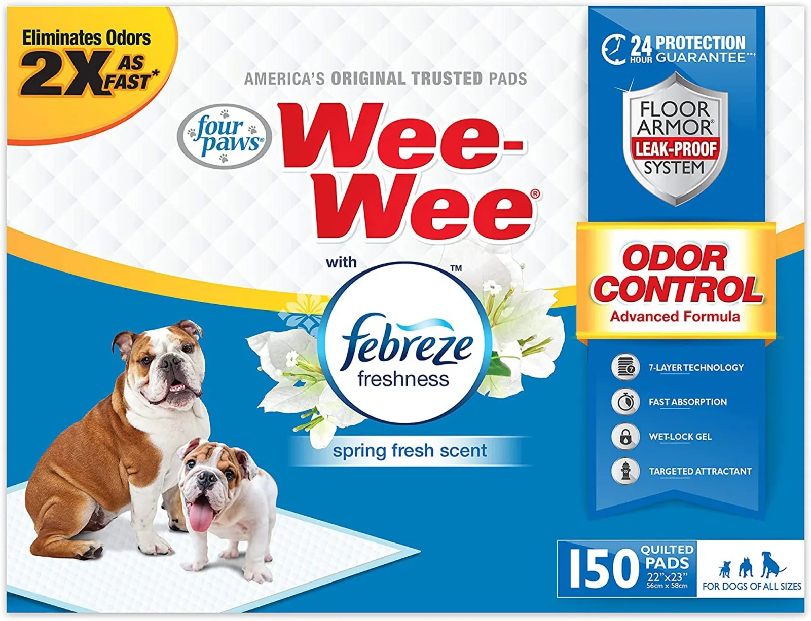 Four Paws WeeWee Odor Control Dog Training Pads with Febreze Freshness, 22 in x 23 in 50 ct
