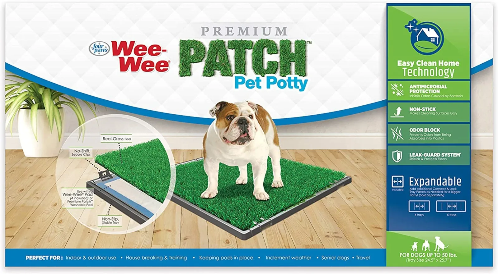 Four Paws WeeWee Premium Patch Potty With Grass Pad For Dogs 24.5 in x 25.7 in, 1 ct