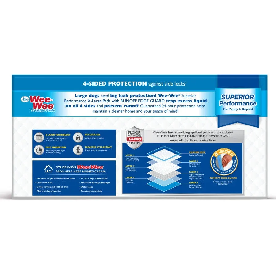 Four Paws WeeWee Superior Performance Gigantic Dog Pee Pads with Runoff Edge Guard 28 in x 34 in 40 ct - Image 2