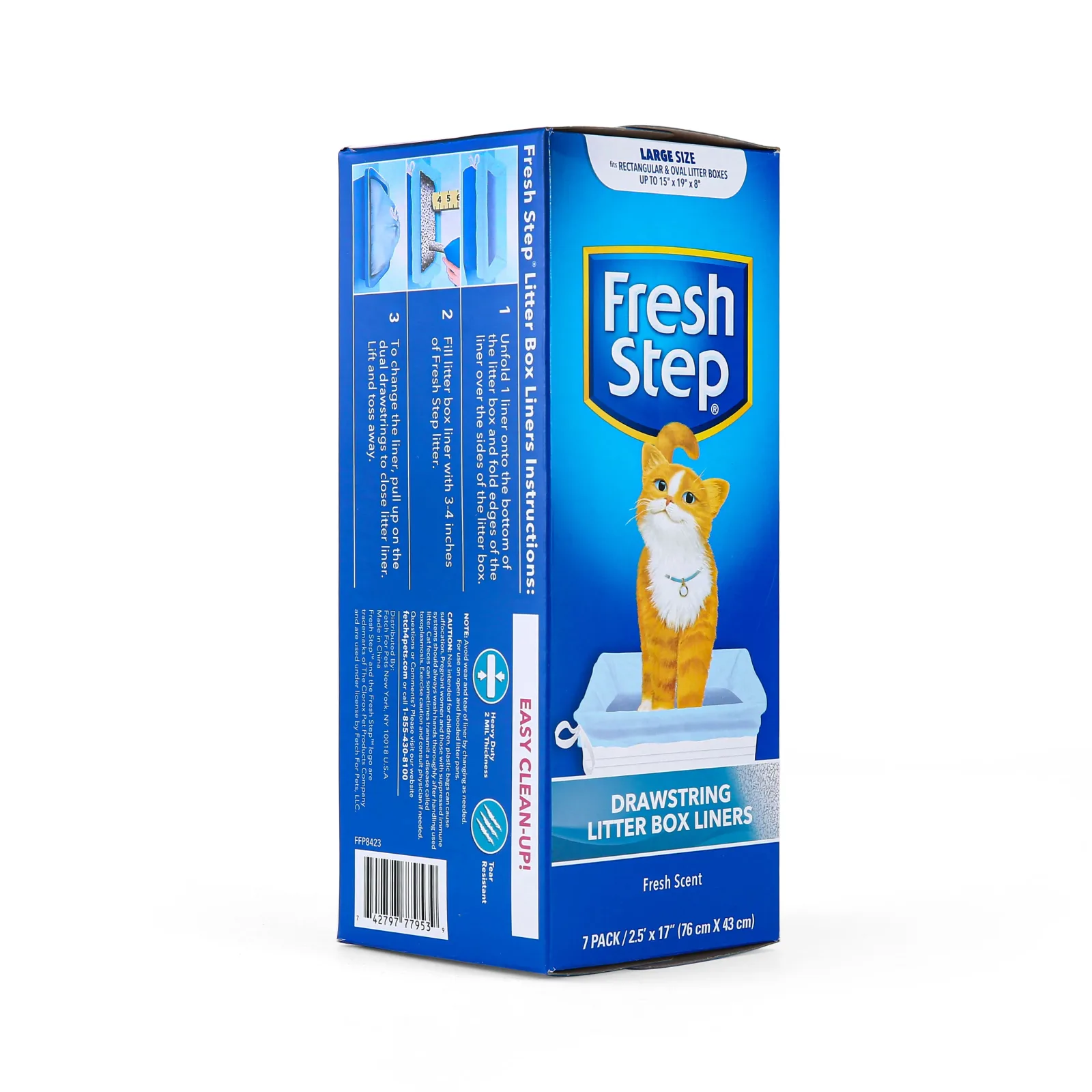 Fresh Step Drawstring Cat Litter Box Liners, Fresh Scent, Size Large, 30" x 17" - 7 Count - Image 2