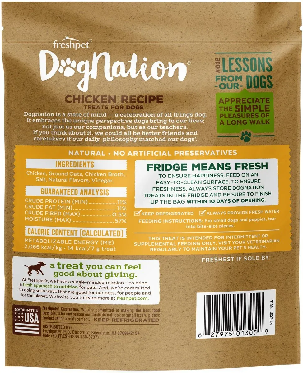 Freshpet Fresh Dog Treat, DogNation Chicken Treat 6.4 oz Bag - Image 2