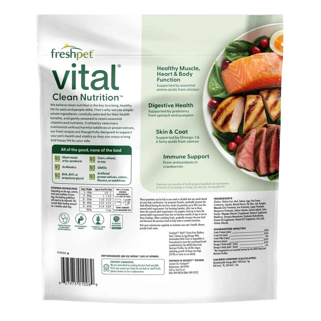 Freshpet Vital, Fresh Dog Food, Grain Free Chicken, Beef, Salmon, & Egg Recipe, 1.75 lbs. - Image 2