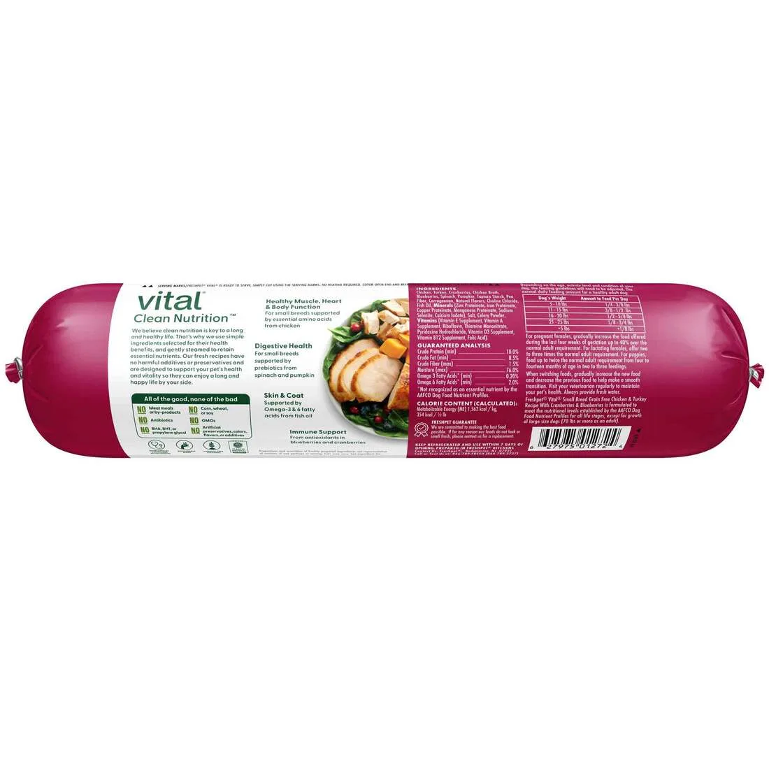 Freshpet Vital, Fresh Dog Food, Grain Free Small Breed Chicken & Turkey Recipe Roll, 1 lb. - Image 2
