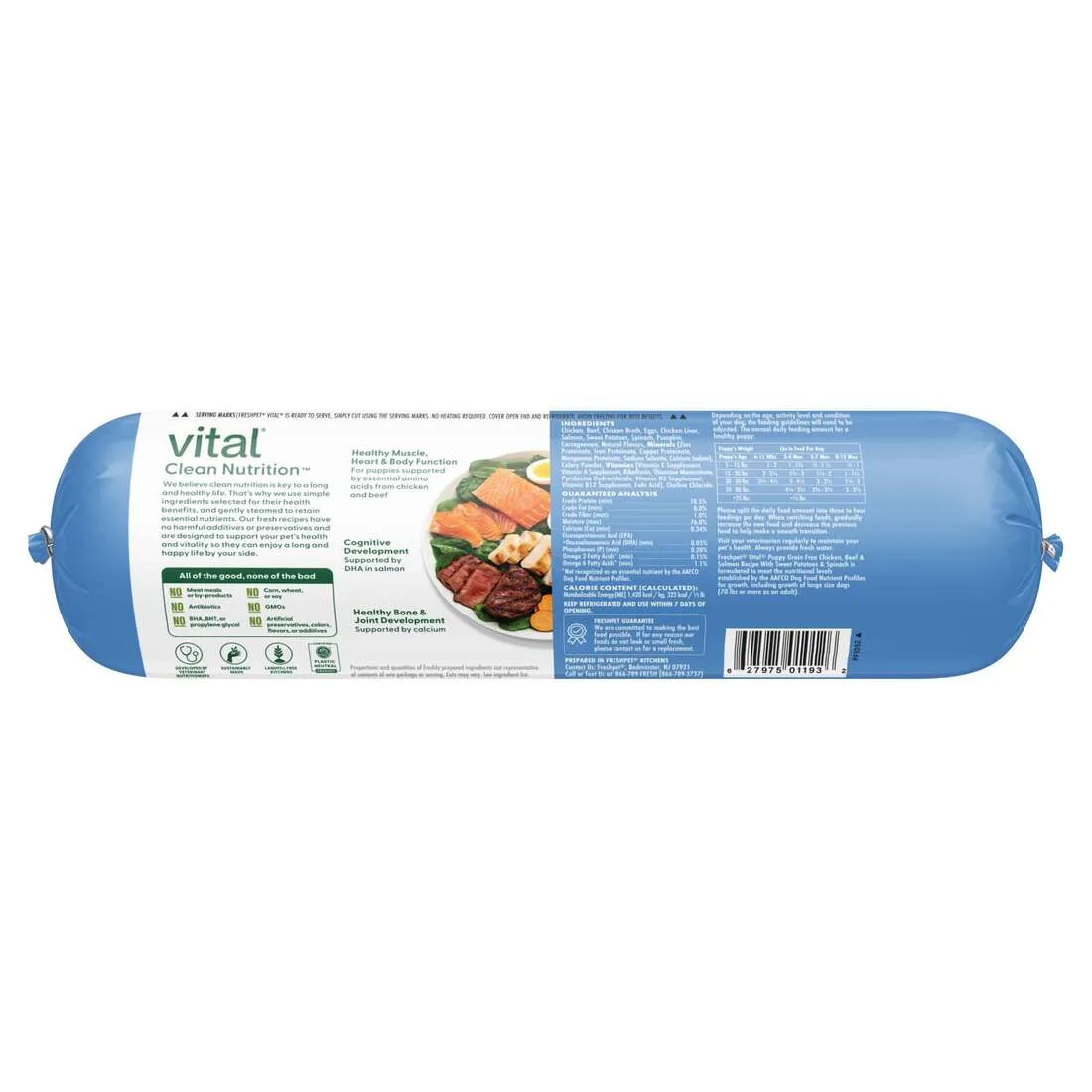 Freshpet Vital. Fresh Puppy Food, Grain Free Chicken, Beef, & Salmon Recipe Roll, 2 lbs. - Image 2