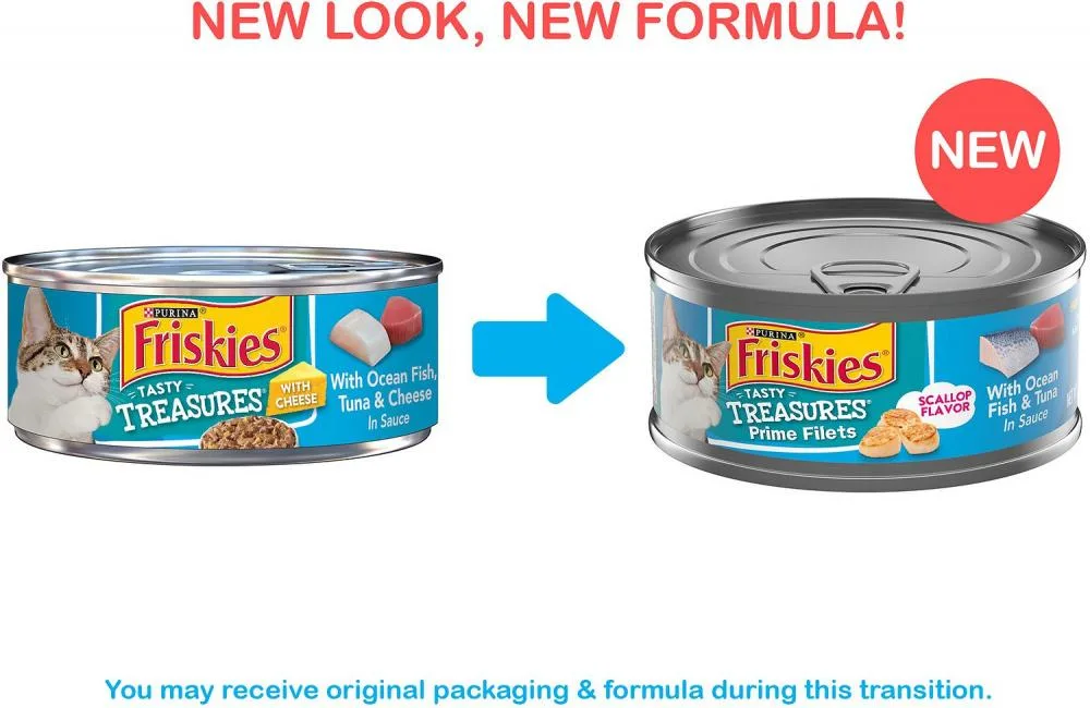 Friskies Tasty Treasures Prime Fillet with Ocean Fish & Tuna Scallop Flavor Canned Cat Food - Image 2
