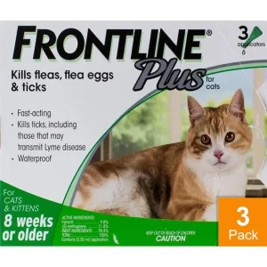 Frontline Plus for Cats 8 Week or Older - 3 Pipettes