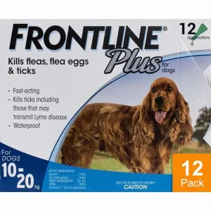 Frontline Plus for Dogs 22-44lbs (10-20 kg) - 12 Pipettes