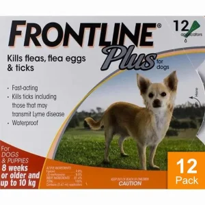 Frontline Plus for Dogs Under 22lbs (10kg) - 12 Pipettes