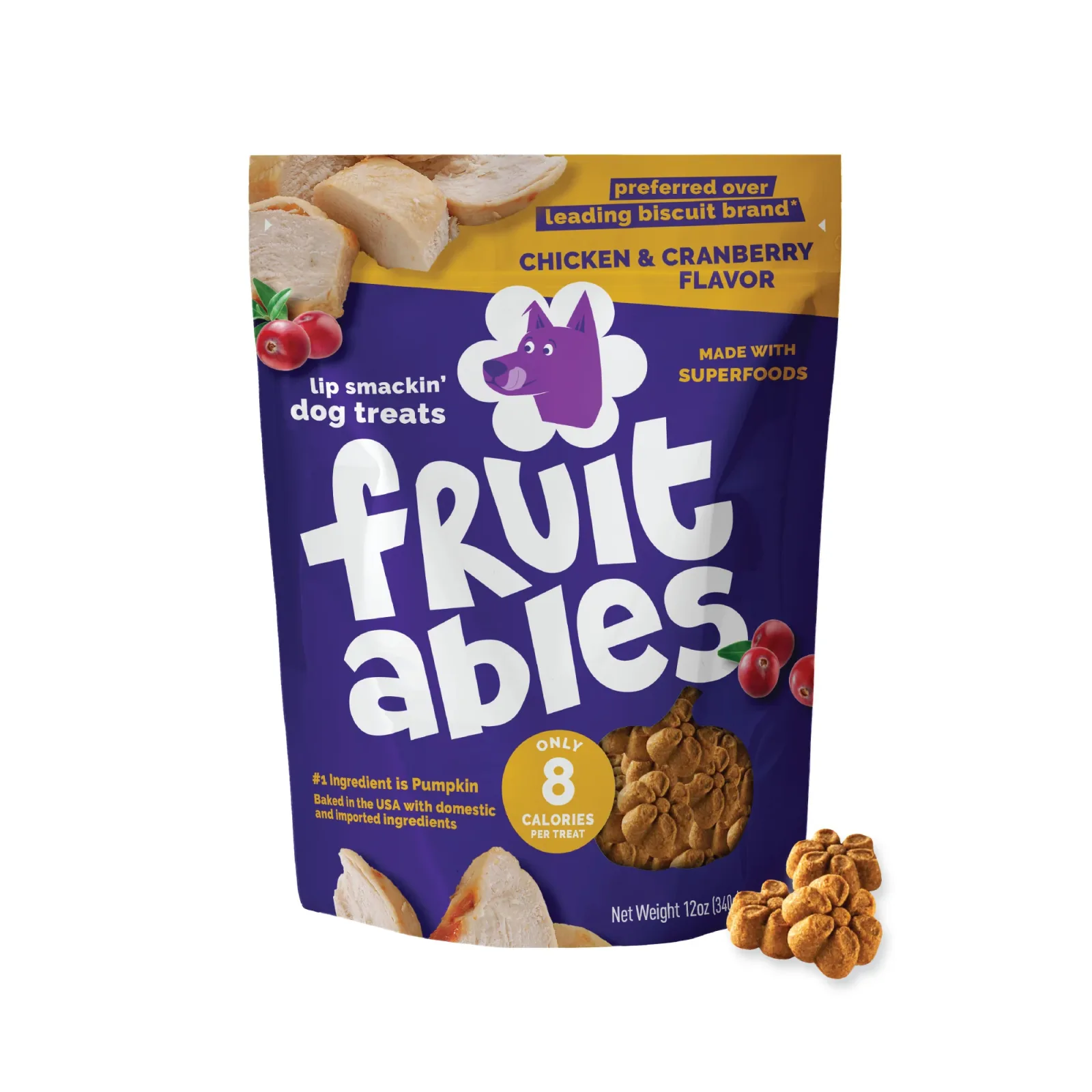 Fruitables Baked Dog Treats Chicken & Cranberry 12 oz