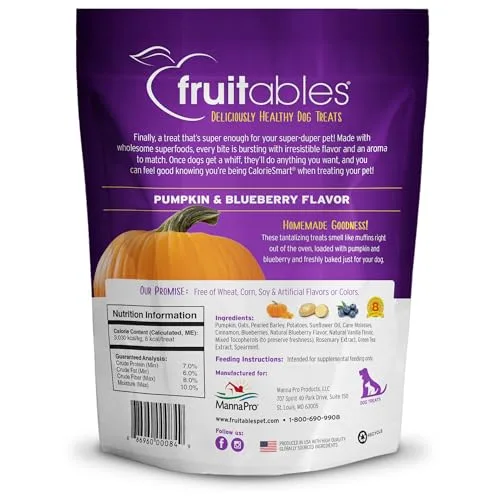 Fruitables Baked Dog Treats – Healthy Low Calorie , Free of Wheat, Corn and Soy – Pumpkin and Blueberry – 12 Ounces - Image 2