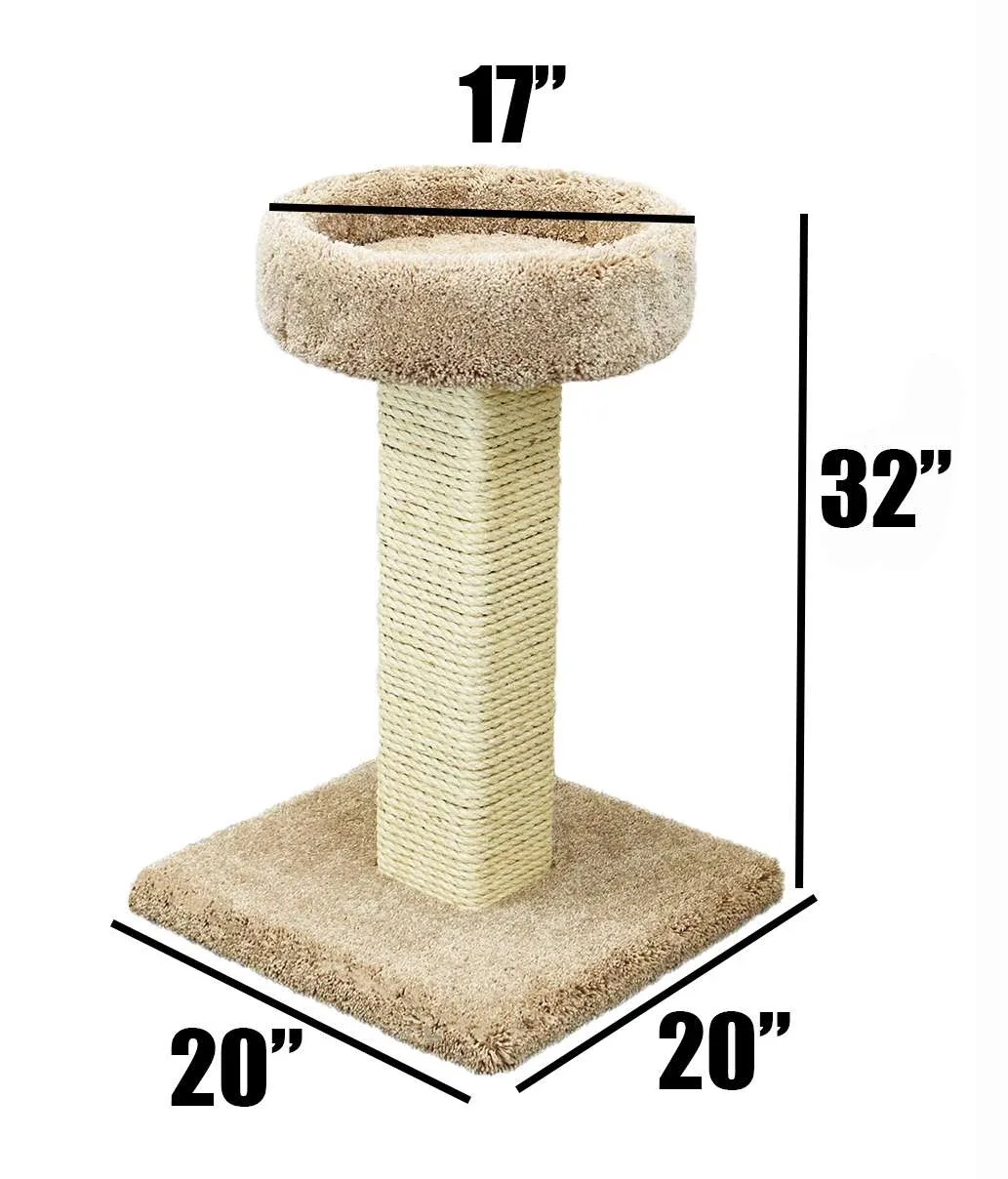 Fully Assembled Cat Scratching Post with Perch – Solid Wood Heavy-Duty Design - Image 2