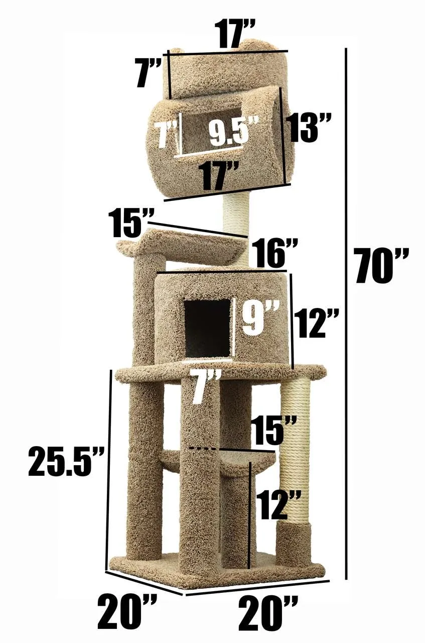 Fully Assembled Cat Tower with Condo – Solid Wood Multi-Level Cat Tree - Image 2