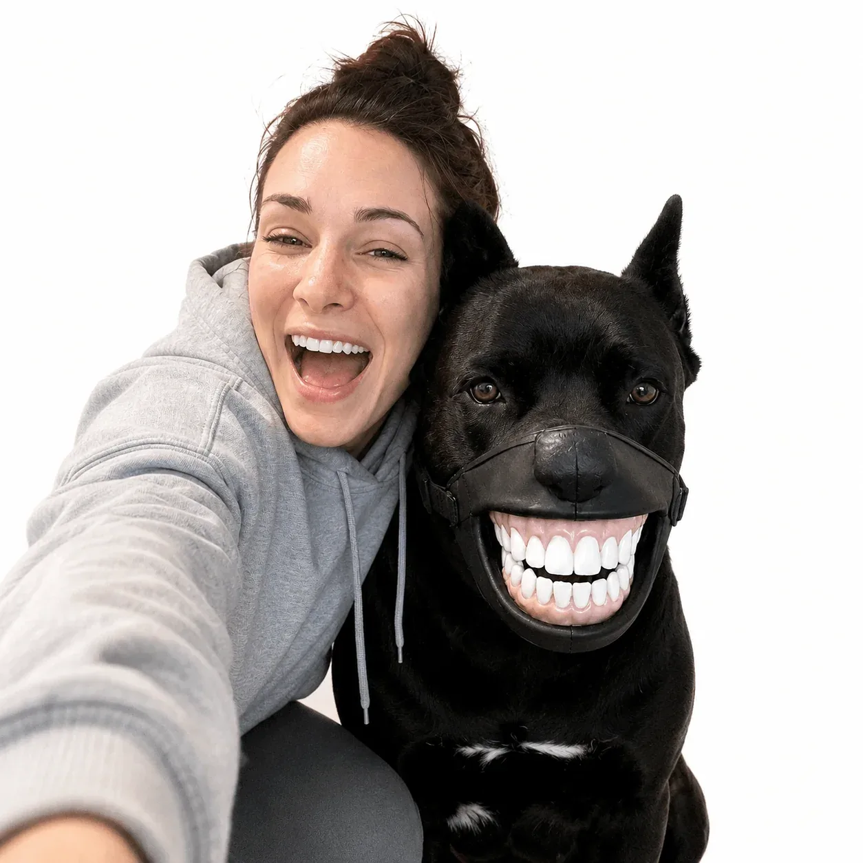 Funny Dog Muzzle with Teeth β Adjustable Novelty Dog Mask