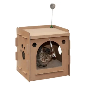FurHaven Corrugated House Scratcher with Catnip – Condo Hideaway