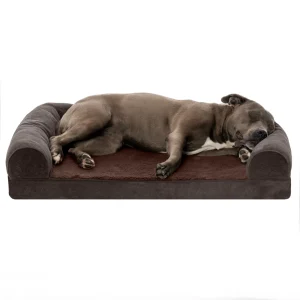 FurHaven Faux Fleece & Chenille Orthopedic Sofa Pet Bed for Dogs & Cats - Large, Coffee