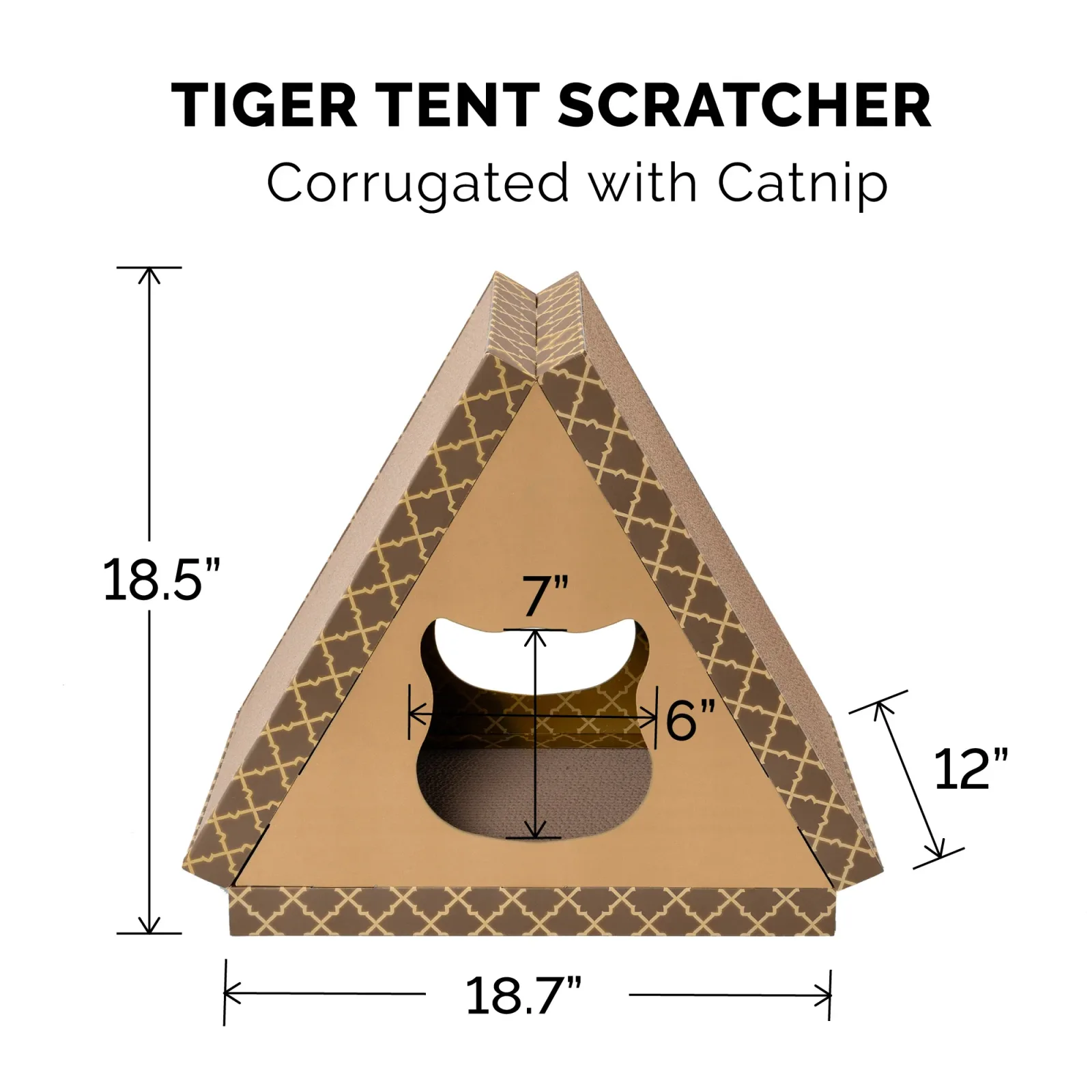 FurHaven Tiger Tent Corrugated Scratcher with Catnip - Tan - Image 2