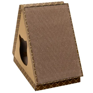 FurHaven Tiger Tent Corrugated Scratcher with Catnip - Tan