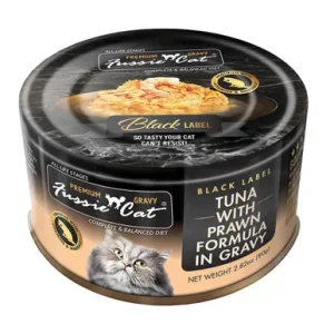 Fussie Cat Black Label Tuna w/ Prawn Formula in Gravy Premium Canned Cat Food