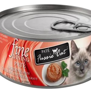Fussie Cat Fine Dining Pate Sardine with Chicken Entree Wet Cat Food, 2.82oz