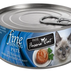 Fussie Cat Fine Dining Pate Tuna with Shrimp Entree Wet Cat Food, 2.82oz