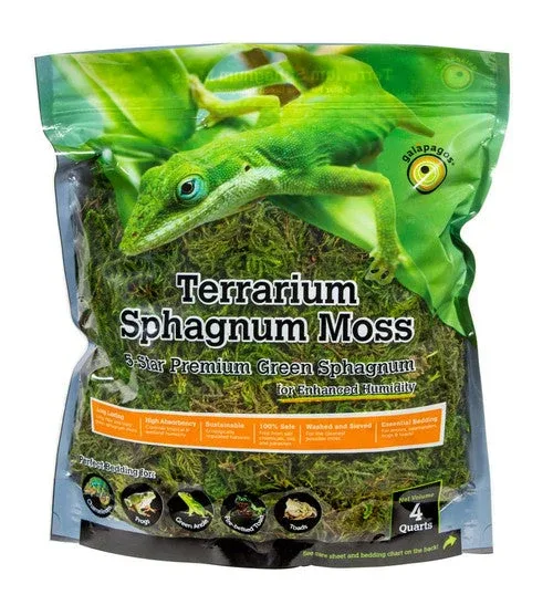 Galapagos 5-Star Terrarium Sphagnum Moss Snake Bedding Substrate Fresh Green 4 qt - Image 2