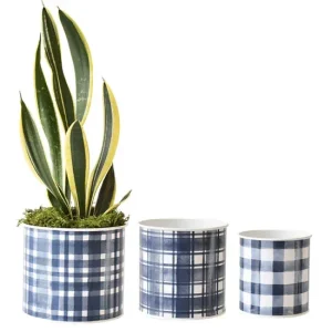 Ganz Blue Plaid Mini Planters