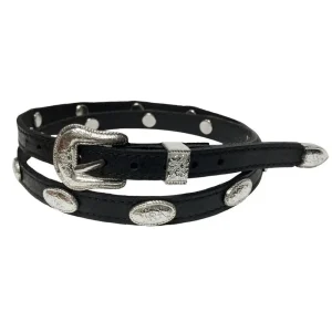 Genuine Leather Hatband with Oval Silver Conchos