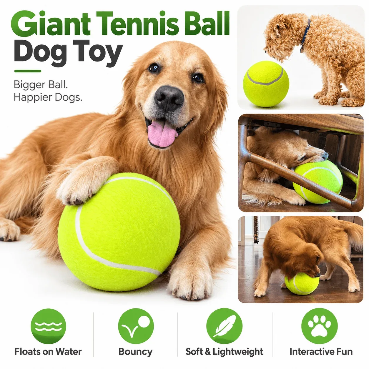 Giant Tennis Ball Dog Toy with Air Pump - Image 2