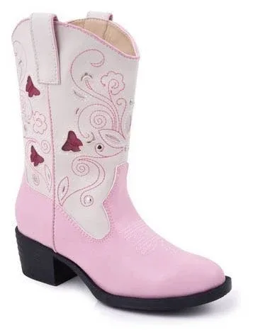 Girls Faux Leather Butterfly Lights Boots 1 Pink - Image 2