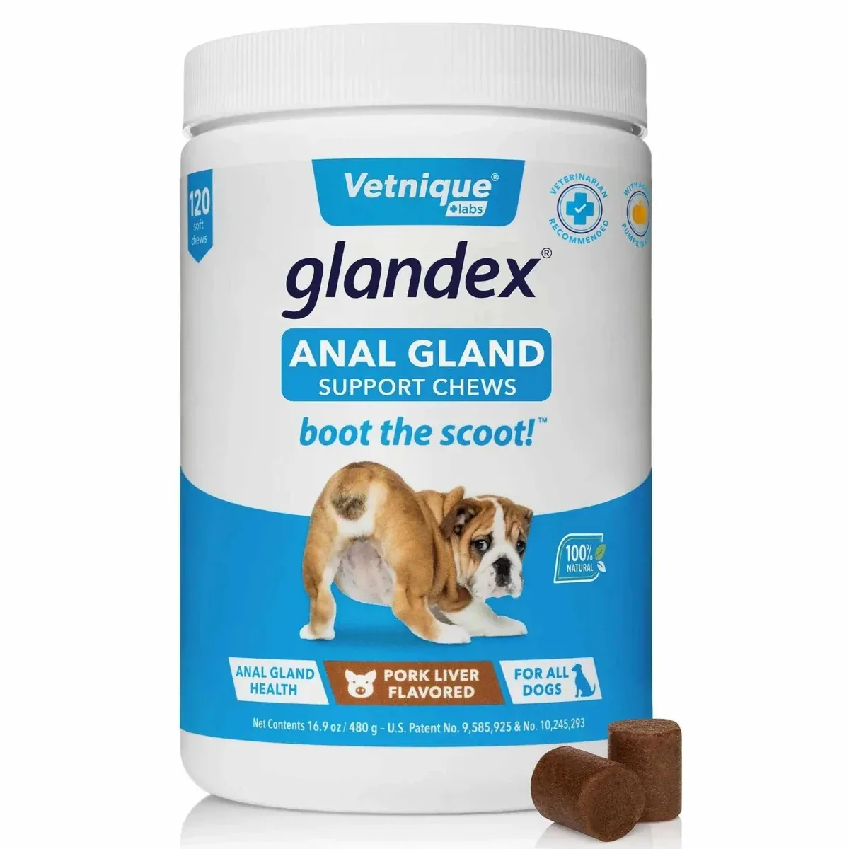 Glandex Pork Liver Soft Dog Chews Jar