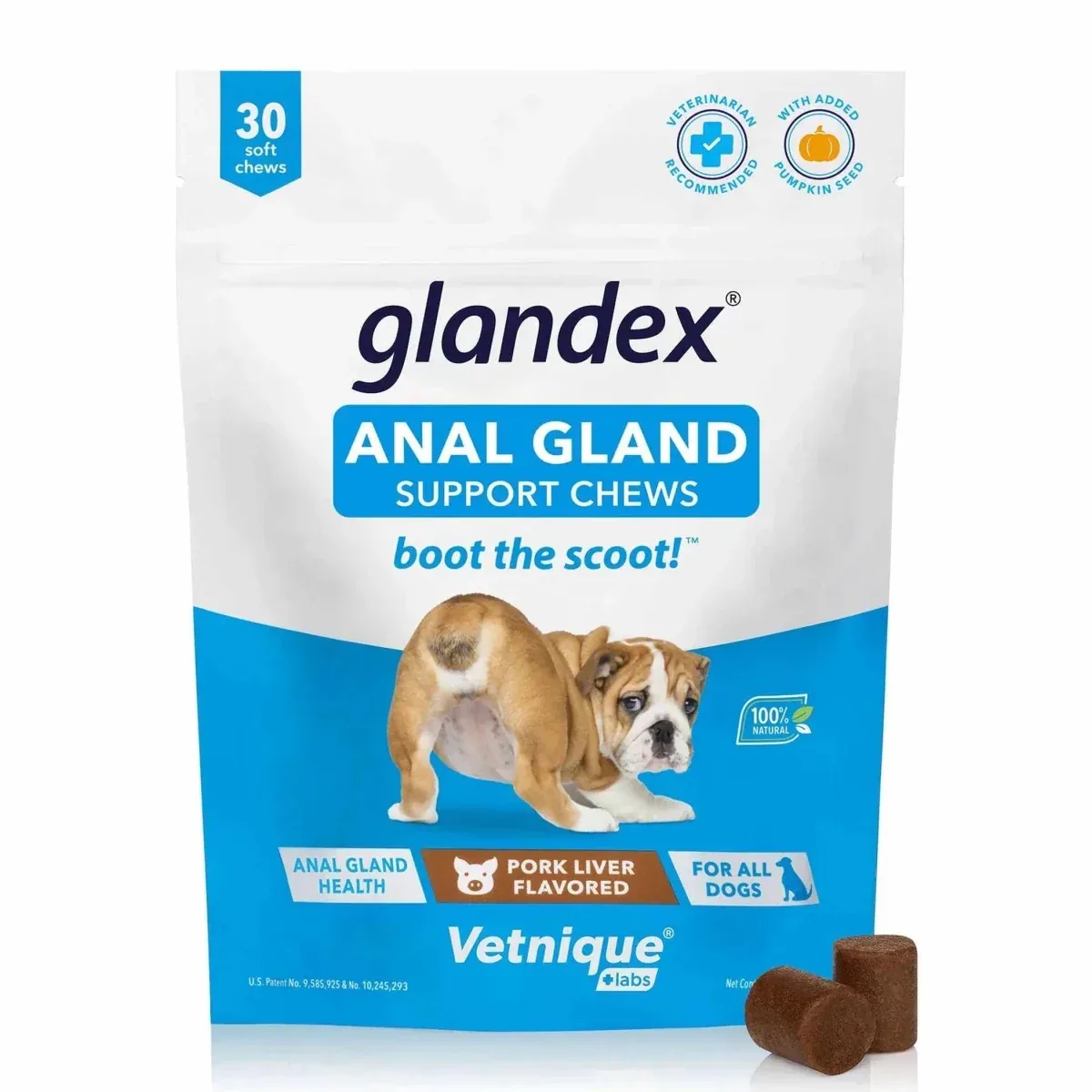 Glandex Pork Liver Soft Dog Chews Pouch 30 ct