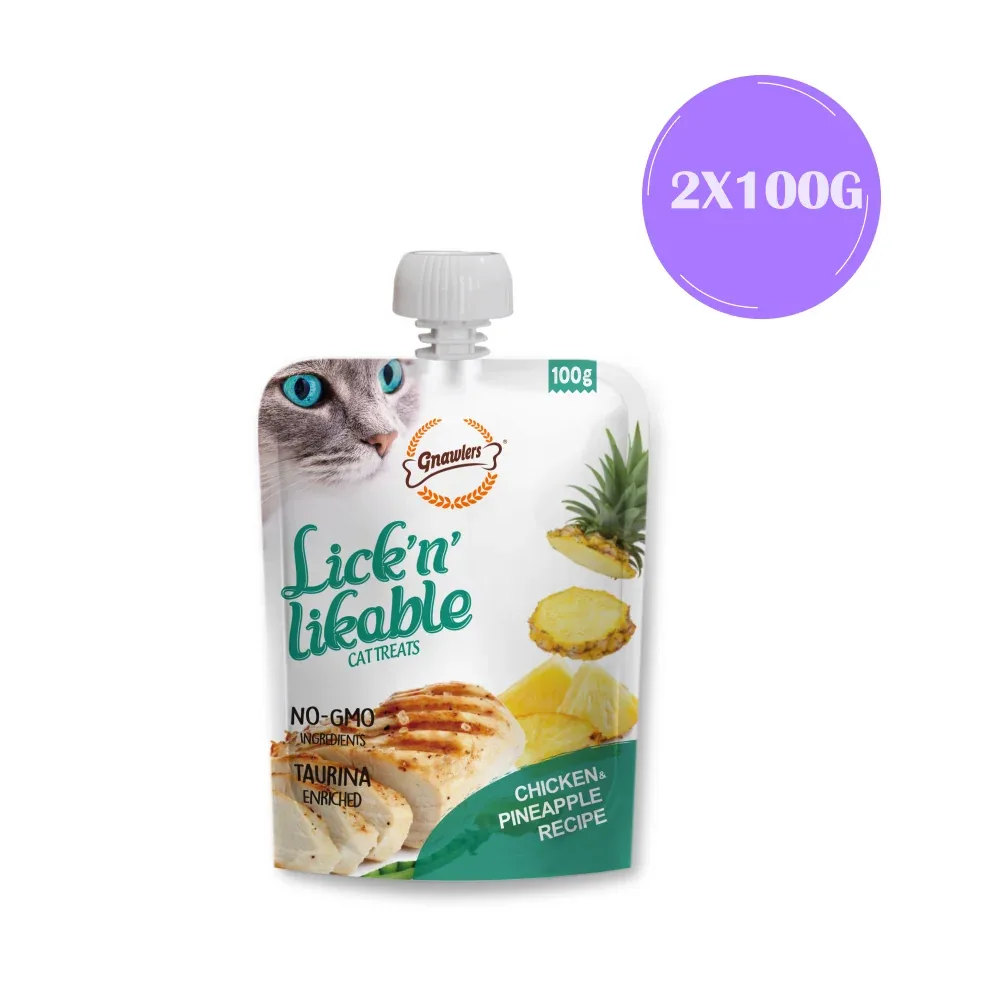 Gnawlers Chicken Pineapple Lick n Likable Cat Treats - Image 2