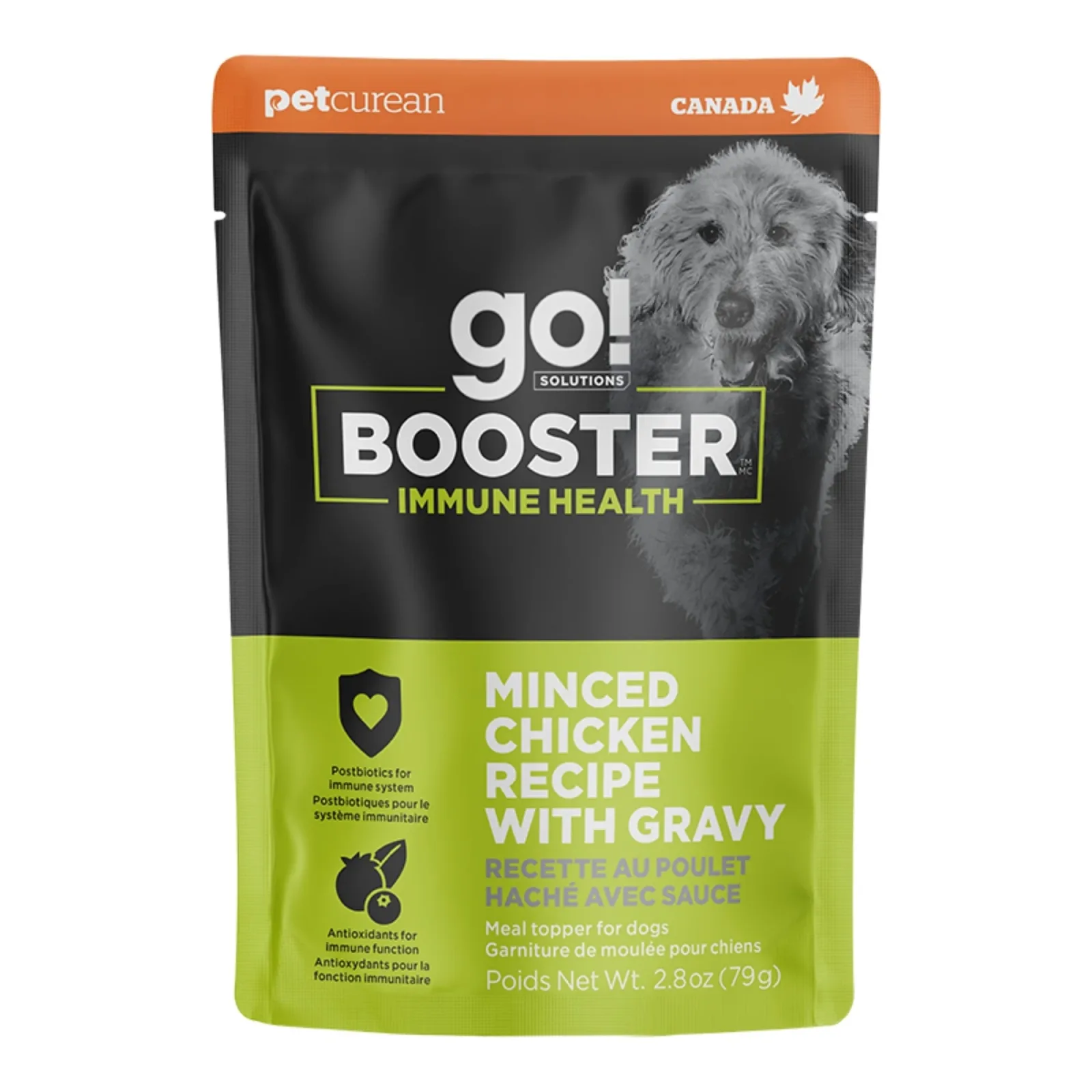 Go! Dog Booster Immune Health Minced Chicken with Gravy, 2.8 oz each, Case of 24