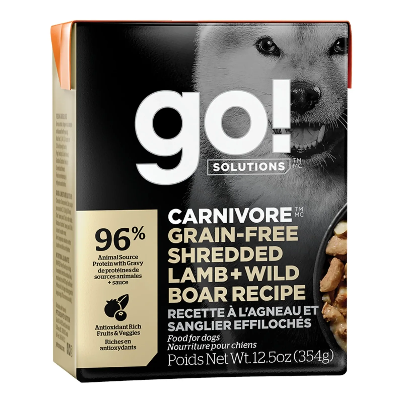 Go! Dog Carnivore Grain-Free Shredded Lamb & Boar, 12.5 oz each, Case of 12