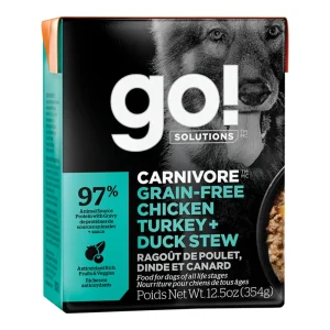 Go! Dog Carnivore Grain-Free Stew Chicken, Turkey & Duck, 12.5 oz each, Case of 12