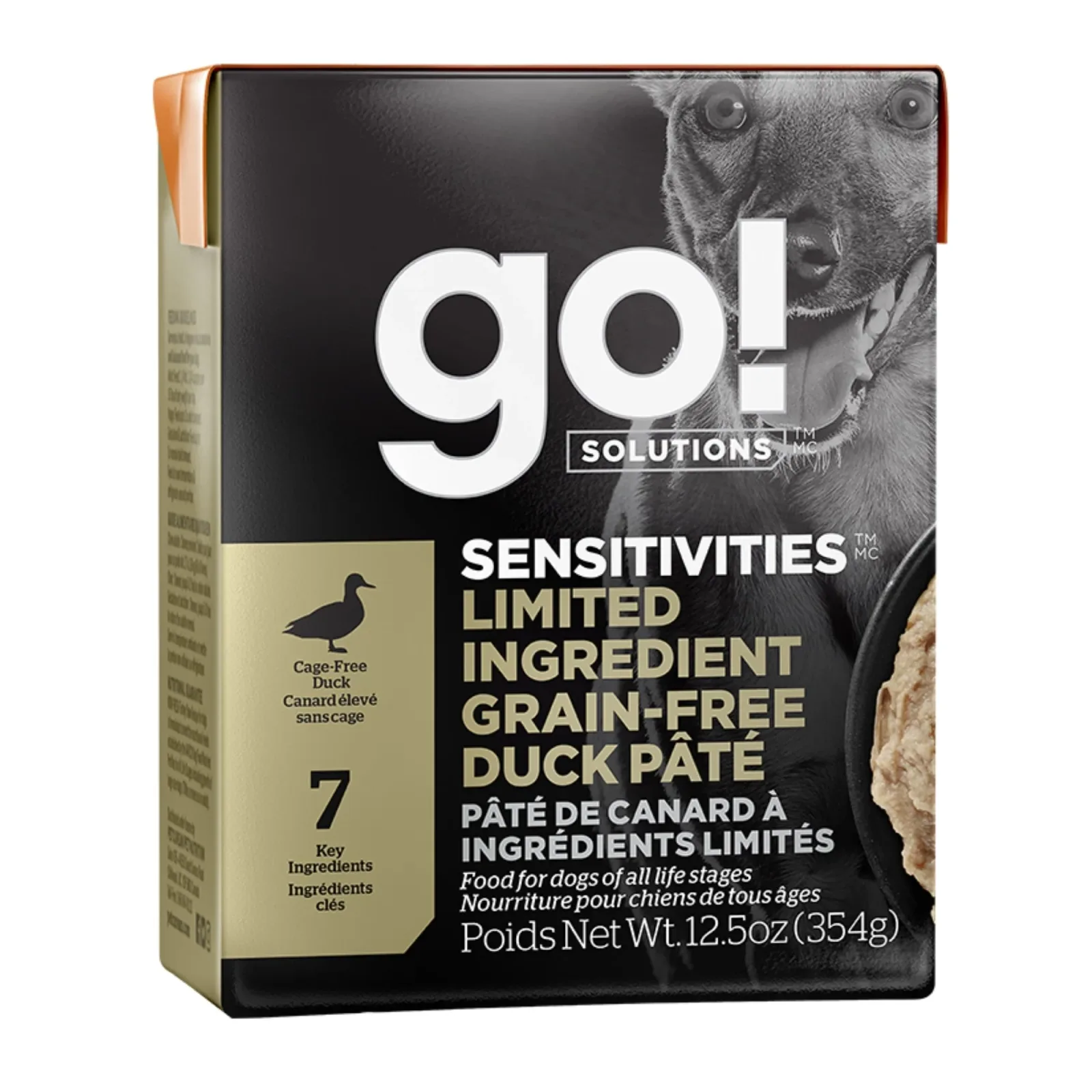 Go! Dog Sensitivities Limited Ingredient Grain-Free Pate Duck, 12.5 oz each, Case of 12