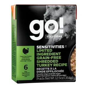 Go! Dog Sensitivities Limited Ingredient Grain-Free Shredded Turkey, 12.5 oz each, Case of 12