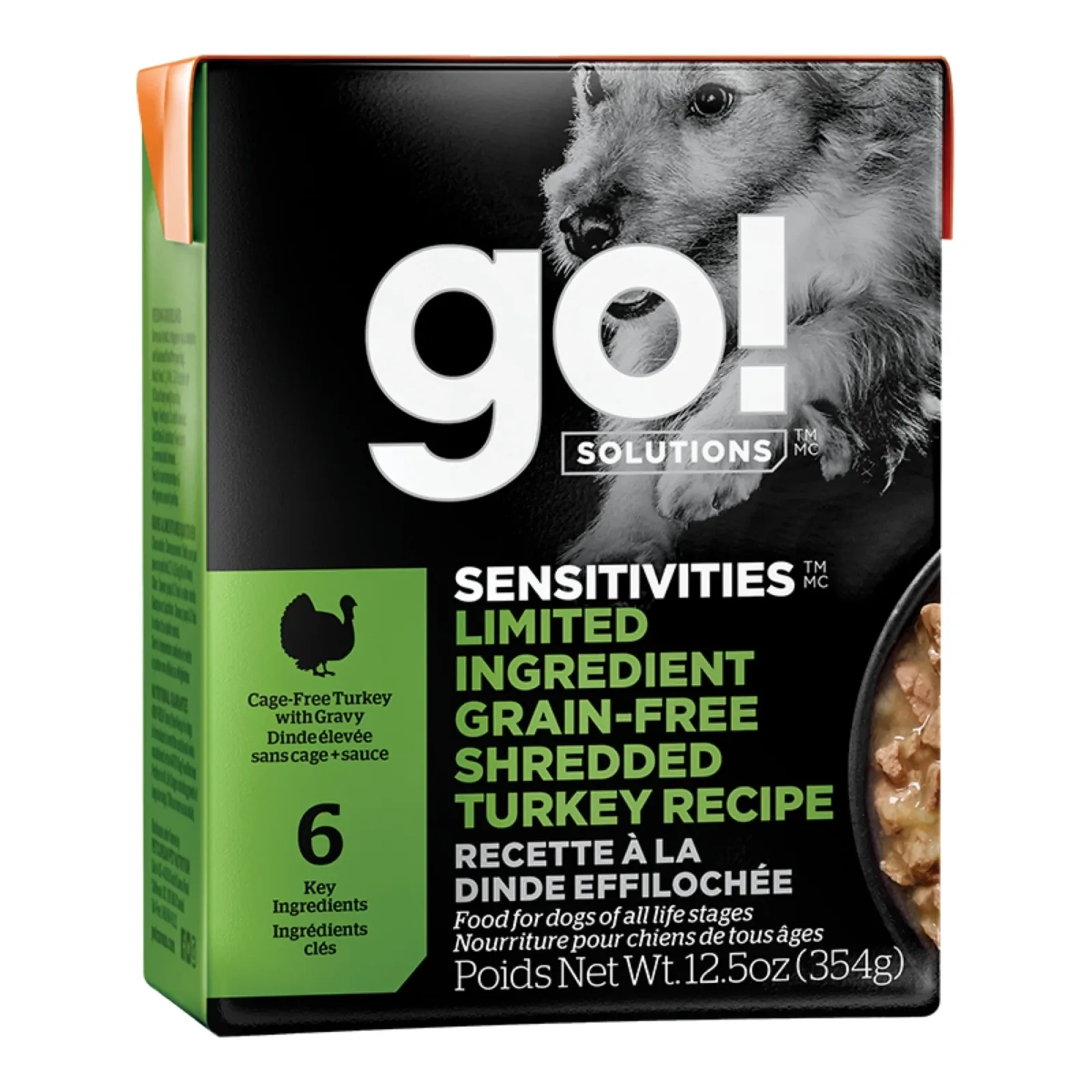 Go! Dog Sensitivities Limited Ingredient Grain-Free Shredded Turkey, 12.5 oz each, Case of 12