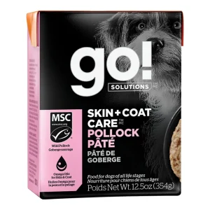 Go! Dog Skin & Coat Care Pate Pollock With Grain, 12.5 oz each, Case of 12
