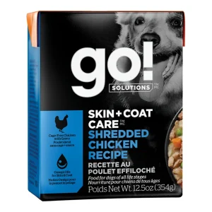 Go! Dog Skin & Coat Care Shredded Chicken With Grain, 12.5 oz each, Case of 12