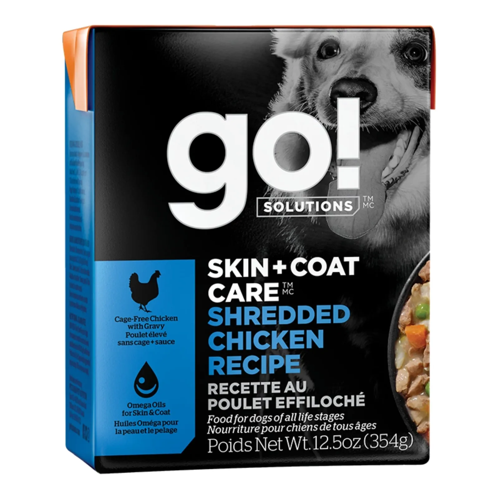Go! Dog Skin & Coat Care Shredded Chicken With Grain, 12.5 oz each, Case of 12