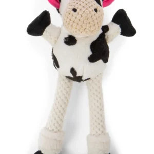 goDog Checkers Skinny Cow Squeaky Plush Dog Toy, Chew Guard Technology, Small