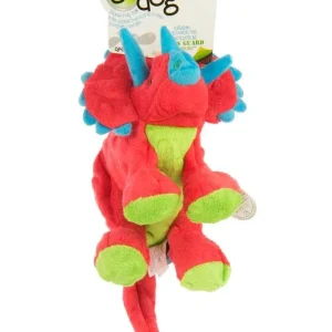 goDog Dinos Frills Durable Plush Squeaker Dog Toy LG