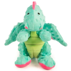 goDog Dragons Squeaky Plush Dog Toy, Chew Guard Technology, Seafoam, Large