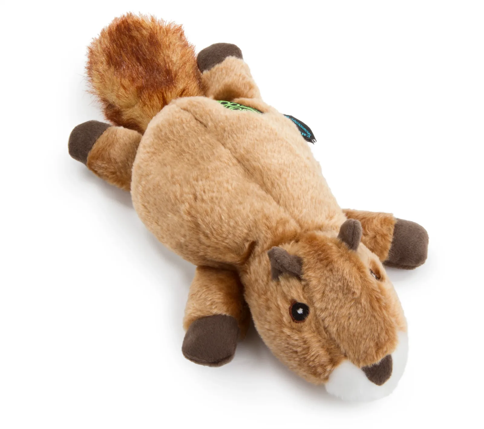 goDog Flatz Squirrel Squeaky Plush Flattie Dog Toy, Chew Guard Technology, Brown, Large - Image 2