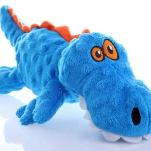 goDog Just For Me Gator with Chew Guard Technology Tough Plush Dog Toy Blue LG