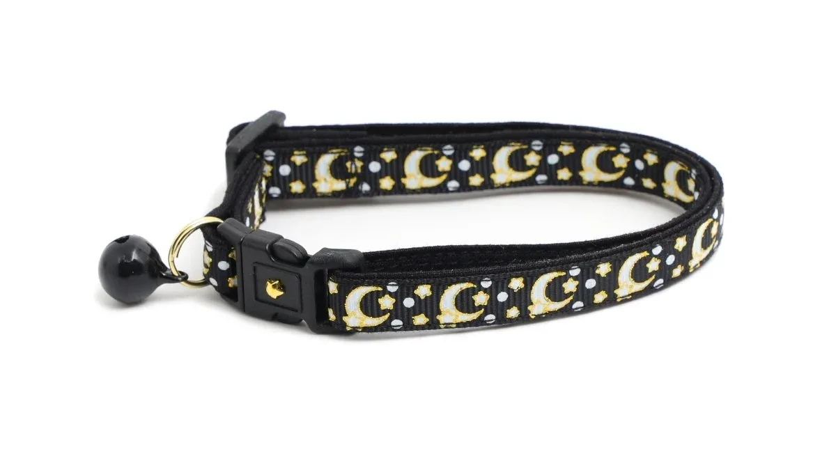 Gold Moons and Stars on Black V2 Cat Collar - Image 2