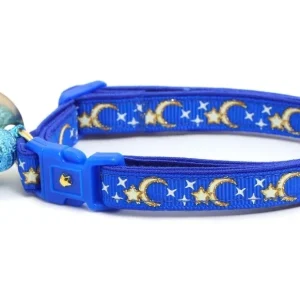 Gold Moons and Stars on Royal Blue Cat Collar